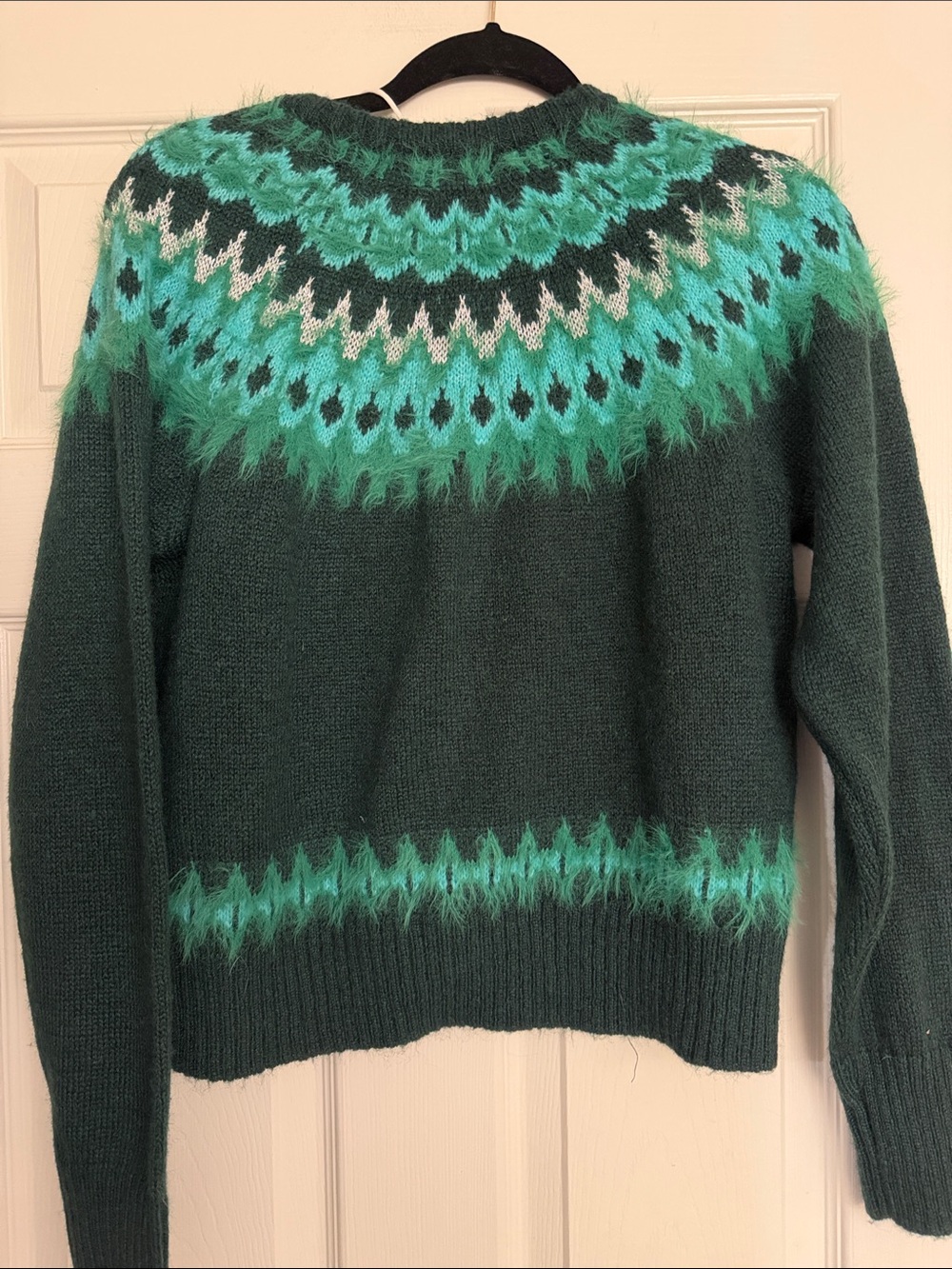 Women's Green Fair Isle Cardigan Sweater - Picture 4 of 4